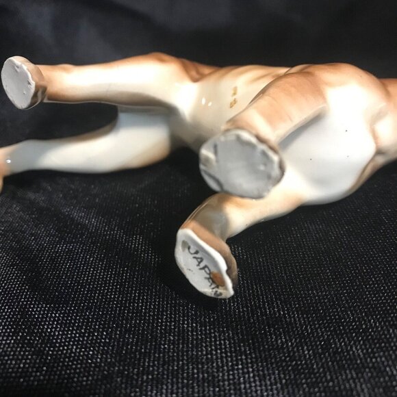 Boxer Dog Figurine Brindle Cropped Ears Ceramic 4 x 5 " Standing Japan - Picture 6 of 9